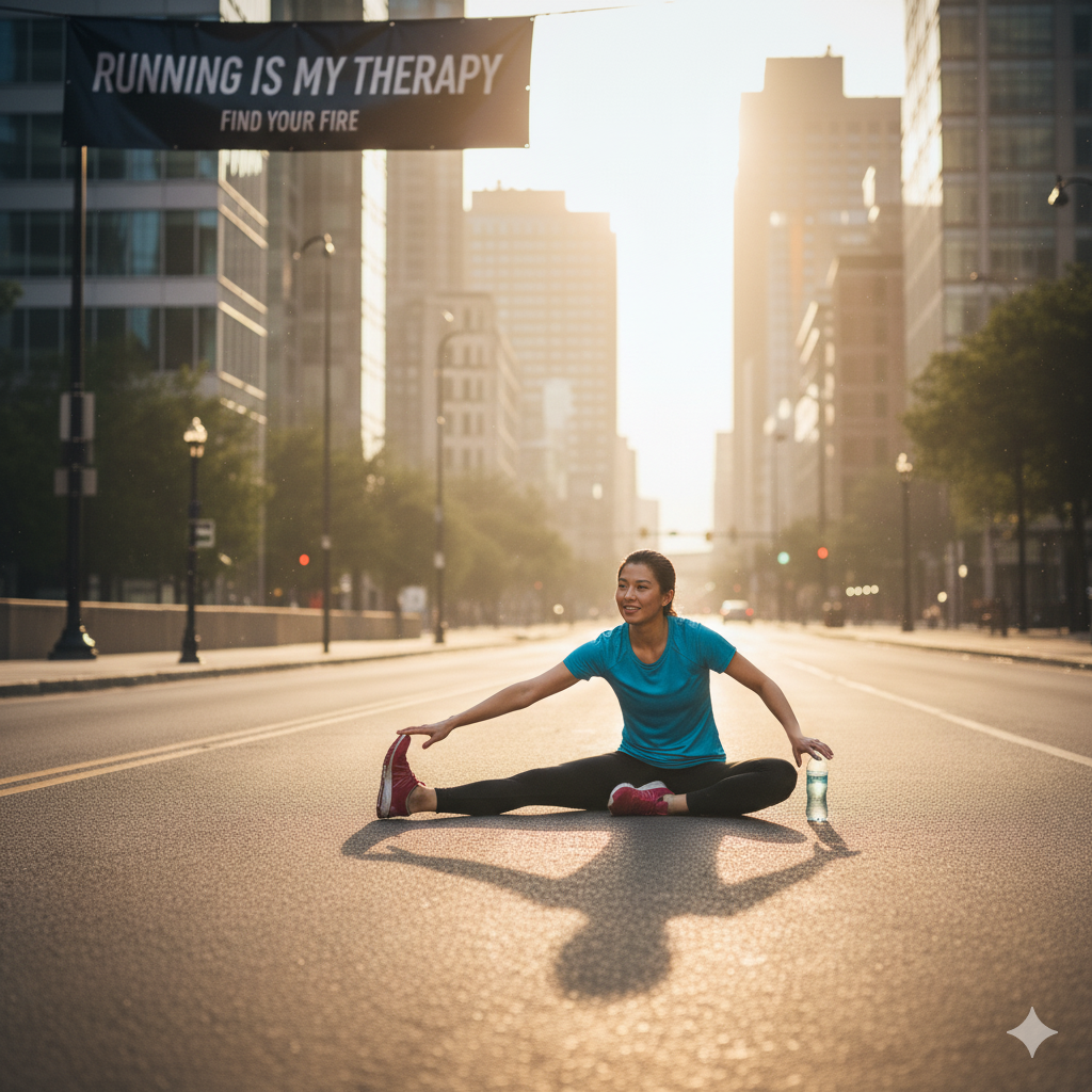 Pessoa alongando após treino difícil